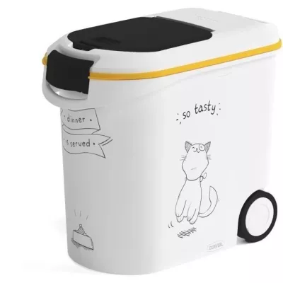 Boîte à croquettes pour chat 12 kg - 35L - Pratique avec roulettes