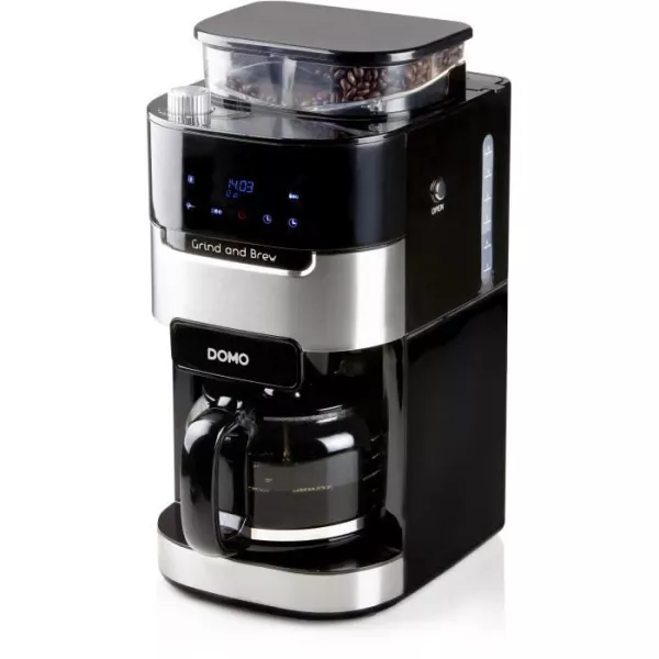 Cafetiere filtre avec moulin intégré - DOMO - DO721K - 900 W - 1,5 L - 12 tasses - 200 g de grains - Ecran LCD - 3 intensités