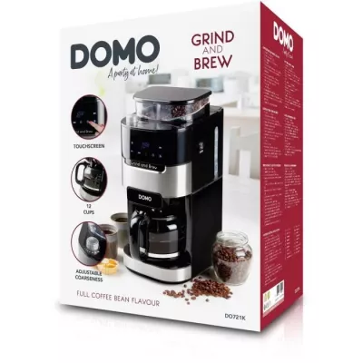 Cafetière filtre avec moulin intégré - DOMO DO721K - 900W - 1,5L - 12 tasses