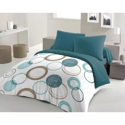 Parure de couette HOME LINGE PASSION Audace 220x240cm - Bleu canard