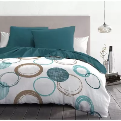 Parure de couette HOME LINGE PASSION Audace 220x240cm - Bleu canard