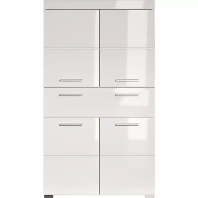 AMANDA White Glossy Bathroom Cabinet - 4 Doors + 1 Drawer