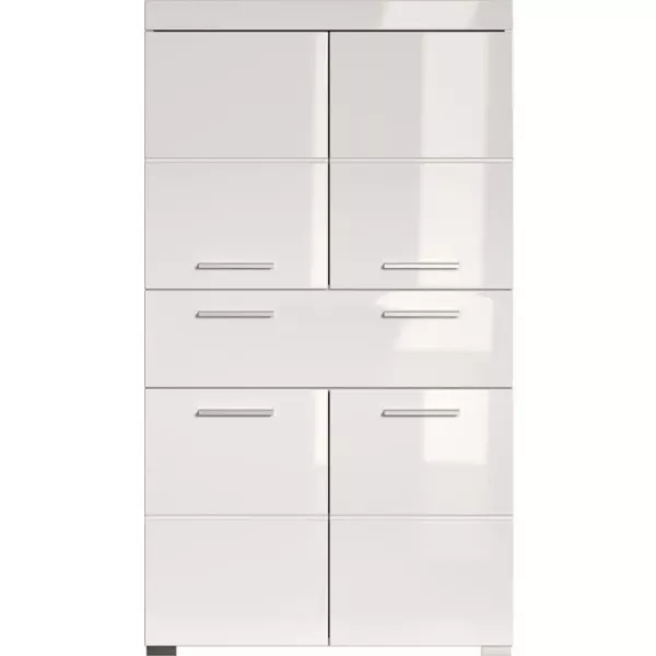 AMANDA bathroom column - 4 doors + 1 drawer - White glossy - L73 x D31 x H130 cm