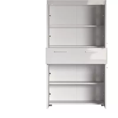 AMANDA White Glossy Bathroom Cabinet - 4 Doors + 1 Drawer