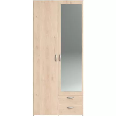 Armoire de chambre VARIA - Chêne - 2 portes avec miroir - PARISOT