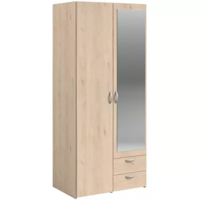 Armoire de chambre VARIA - Chêne - 2 portes avec miroir - PARISOT