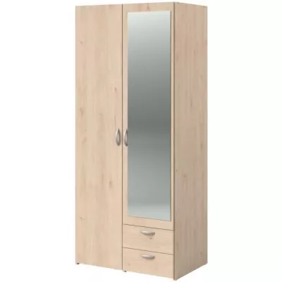 Armoire de chambre VARIA - Chêne - 2 portes avec miroir - PARISOT