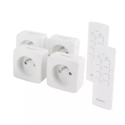 Chacon lot of 4 mini sockets on/off and 2 remote controls (FR)