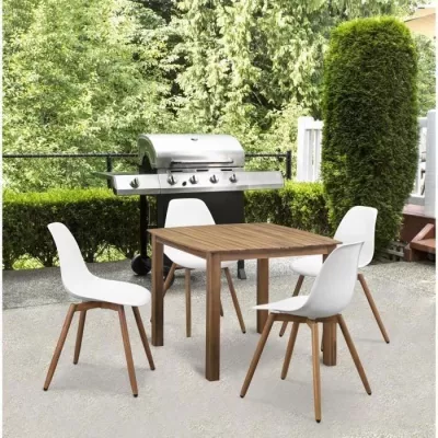 Lot de 4 chaises de jardin en polypropylene - Blanc - 50 x 55 x 85,5 c