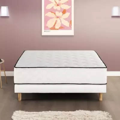 Ensemble matelas + sommier 160 x 200 cm - Ressorts - 7 zones - 27 cm -