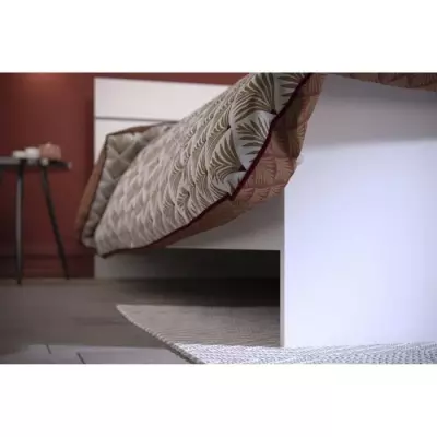 BOSTON Lit adulte contemporain - Décor blanc - l 140 x L 190 cm