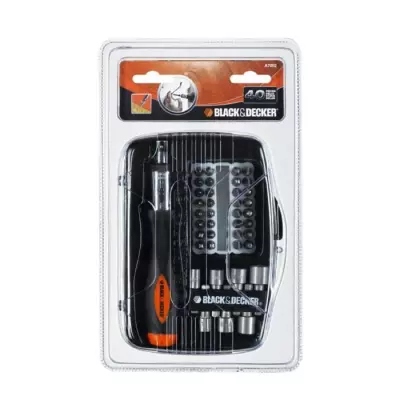 Cliquet screwdriver kit with accessories (40 pieces) BLACK+DECKER -