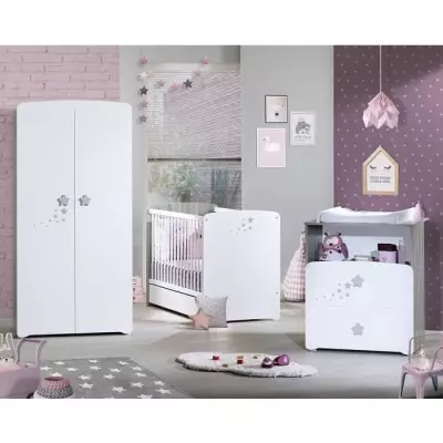 Baby room trio Nao: 120x60 bed, changing dresser and wardrobe - Bab