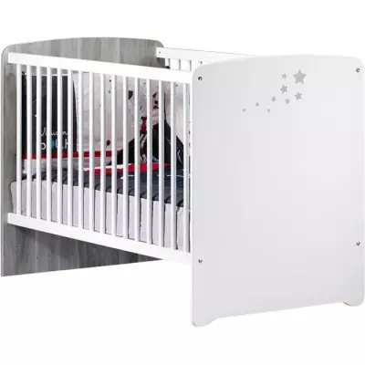 Chambre bébé trio Nao: lit 120x60, commode a langer et armoire - Babyprice - Blanc