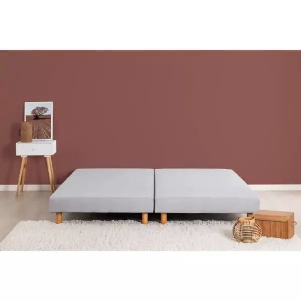 DEKO DREAM Rakenne Sommiers tapissiers a lattes 2x80x200 - Bois massif gris + pieds