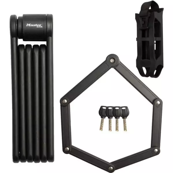 Antivol Vélo Pliable - MASTER LOCK - 8335EURDPRO - Acier Trempé, 4 Clés, Support Inclus