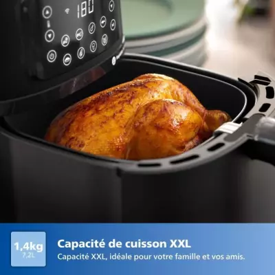 Friteuse sans huile - PHILIPS - Airfryer Connecté XXL HD9285/96 Série 5000 - 7,2L - 6 personnes - 16 préréglages - Noir