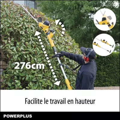 Powerplus Taille-Haie Électrique POWXG2043 - 750 W, Lame de 570 mm, Écart de 24 mm, avec Poignée Téléscopique, Outillage de