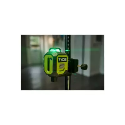 RYOBI - Laser 360° vert - portée 25 m - précision +/- 0,5 mm - Livré avec une canne télescopique, une pochette, 4 piles - R