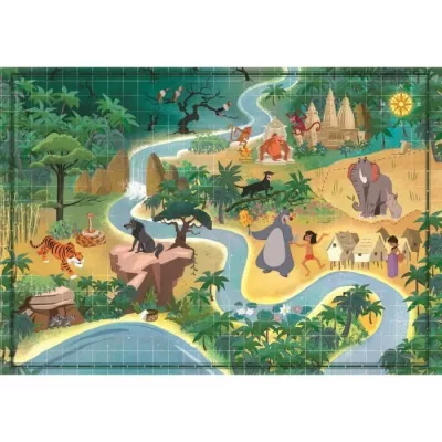 Clementoni - 1000p Disney Maps The Jungle Book - Puzzle Range