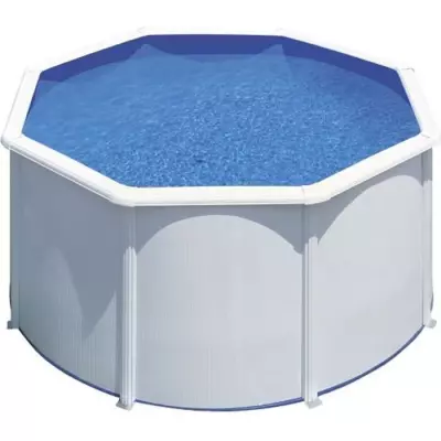 GRE - Kit Piscine hors sol acier ronde blanche Ø260 x 122 cm (Livrée avec filtre a sable et échelle)