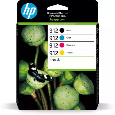 HP 912 Pack de 4 cartouches d'encre Noir Cyan Magenta Jaune authentiques