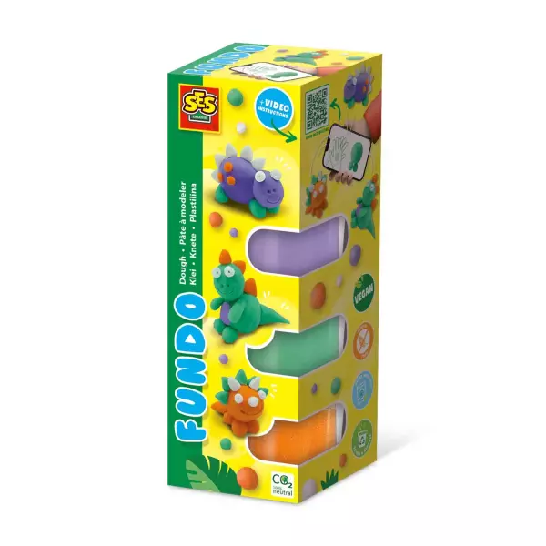 SES Creative Pâte à modeler FunDo - Dinosaures (3x90gr-1x40gr)