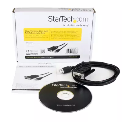 StarTech.com Câble Adaptateur USB vers RS232 Série - Câble DB9 Série DCE avec FTDI - Null Modem - USB 1.1 2.0 - Alimenté par