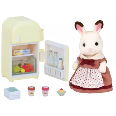 Sylvanian Families La maman Lapin Chocolat et réfrigérateur