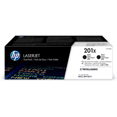 HP 201X LaserJet, lot de 2 cartouches de toner grande capacité authentiques, noir