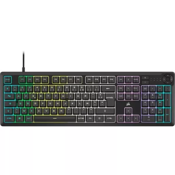 Clavier gaming filaire a membrane - CORSAIR - K55 CORE RGB - Rétroéclairage RGB 10 zones - Gris - Silencieux et réactif