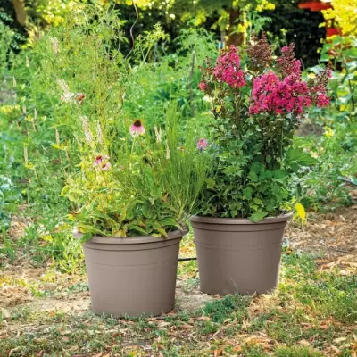 DEROMA Pot de fleurs rond Day R camel - Coloris taupe - 60cm