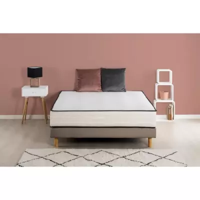 Ensemble Matelas + Sommier 140x190 cm - Mousse - 25 cm - DEKO DREAM HO