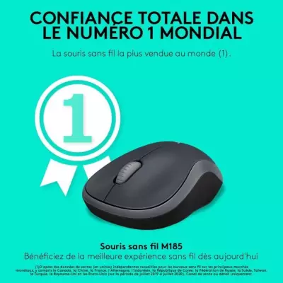 Souris Logitech M185 - souris sans fil compacte ambidextre