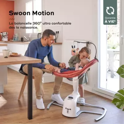 Babymoov Balancelle bébé électrique Swoon Motion, Assise a 360°, Terracotta