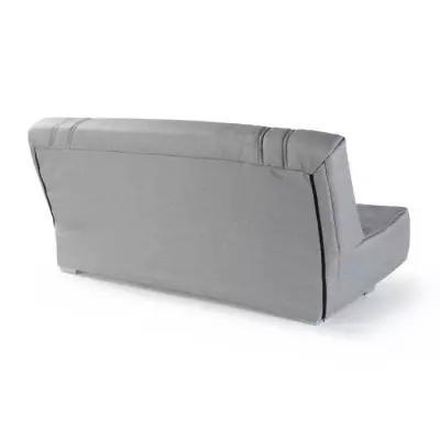 COMFORT BULTEX Banquette clic-clac - 3 places - Tissu gris + Coussins déco bleu - L193 x