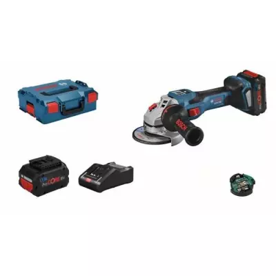 Meuleuse d'angle BOSCH PROFESSIONAL GWS 18V-15 SC - 2 batteries 5.5Ah ProCORE18V + chargeur + L-Boxx - 125mm -06019H6102