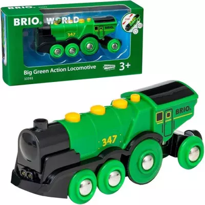 Locomotive Verte Puissante a Piles - BRIO - Circuit de train en bois - Accessoire son & lumiere - Des 3 ans