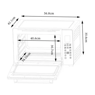 Minifour électrique CONTINENTAL EDISON CEMF45DIG - 45L noir - 2000W - Rotissoire, Convection naturelle