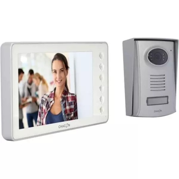 Videophone CHACON 2 fils 7'' - Blanc - IP44 - Vision nocturne - Garantie 2 ans