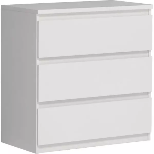 Commode CHELSEA 3 Tiroirs - Couleur blanc mat - L 77,2 x P 42 x H 79,9 cm