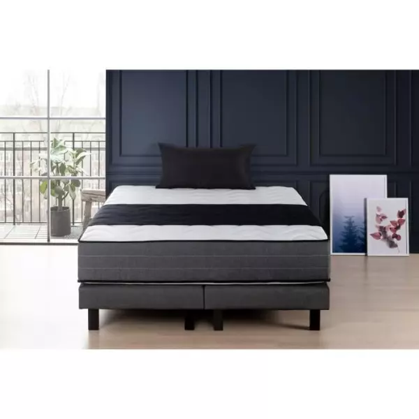 Ensemble matelas + sommiers 180x200 - Mousse mémoire - 28cm - 5 zones - Ferme - DEKO DREAM HOTEL PREMIUM LUX