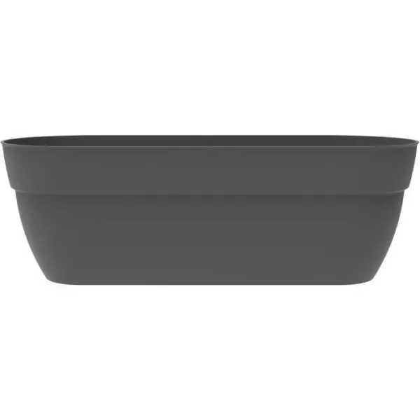 EDA Jardiniere Basse Osaka 38 L - avec Barre Métallique de Renfort - 77,3 x 30,7 x H.25,9 cm - Gris anthracite