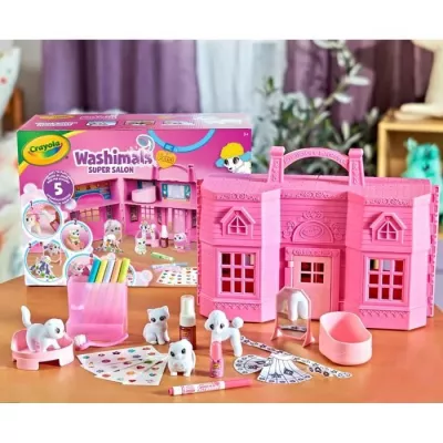 Super Salon Set + 5 CRAYOLA Washimals Miniature Animals - From 3 years