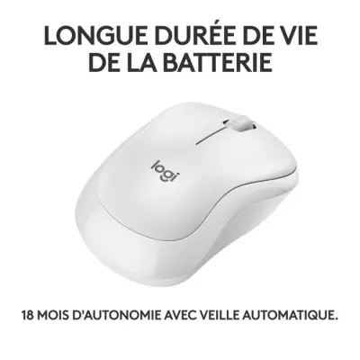 Souris Logitech M240 Souris Bluetooth, Sans fil, Compacte, Portable, Suivi fluide - Blanc