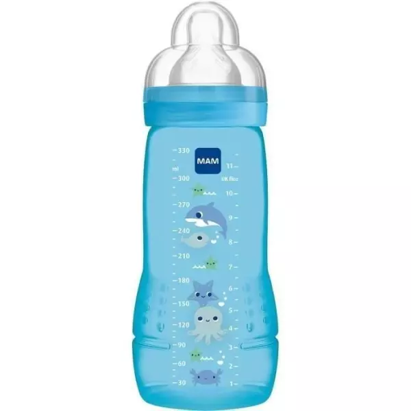 Biberon 2eme âge - MAM - Easy Active - Bleu - 330ml - Tétine ultra-douce