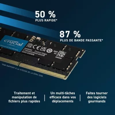 Mémoire RAM - CRUCIAL - DDR5-4800 SODIMM - 32 Go (CT32G48C40S5)