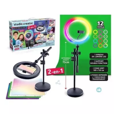 Canal Toys - Studio Vidéo 2-en-1 avec anneau lumineux LED multicolore