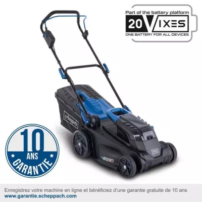 Tondeuse a batterie SCHEPPACH BC-MP380-X - 20V IXES - largeur coupe 38 cm - Mulching - sans batterie ni chargeur