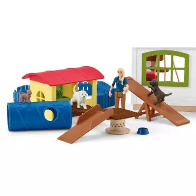 Hôtel des Animaux de la Ferme - Grand coffret de 54 Pieces de Jouets Schleich avec Chien, Chat, Lapin, Accessoires et Plus - Ca